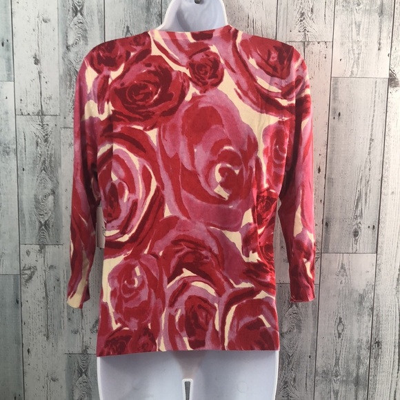 Chaus Silk Angora Rabbit Hair Blend Rose Cardigan NWT Medium - Picture 3 of 11
